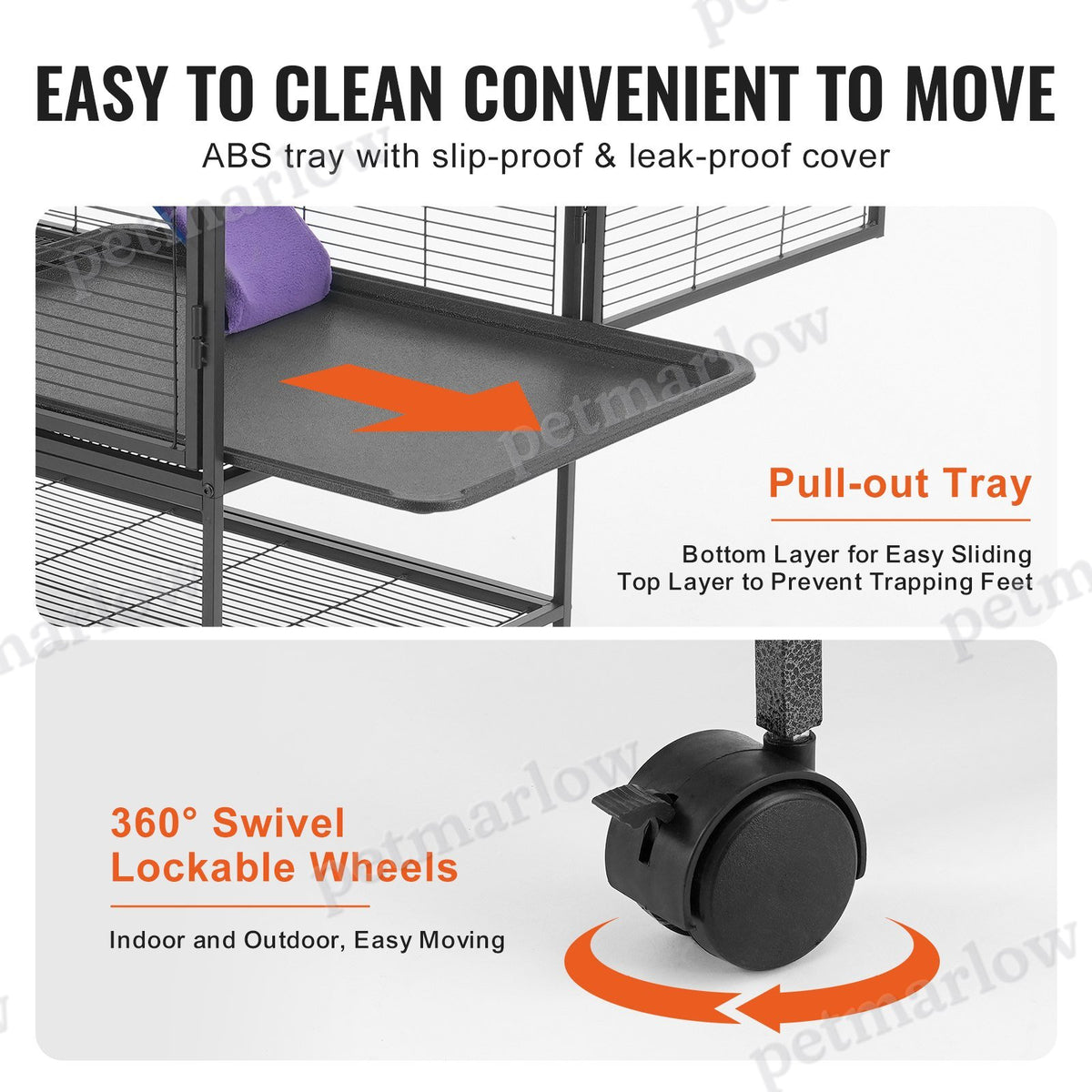 Metal Small Animal Cage with Ramp and Rolling Base – view 6