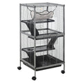 Metal Small Animal Cage with Rolling Wheels and Hammock – Gray / 550x550x240 mm