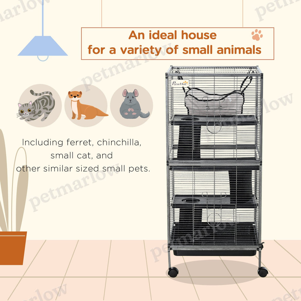 Metal Small Animal Cage with Rolling Wheels and Hammock – view 3