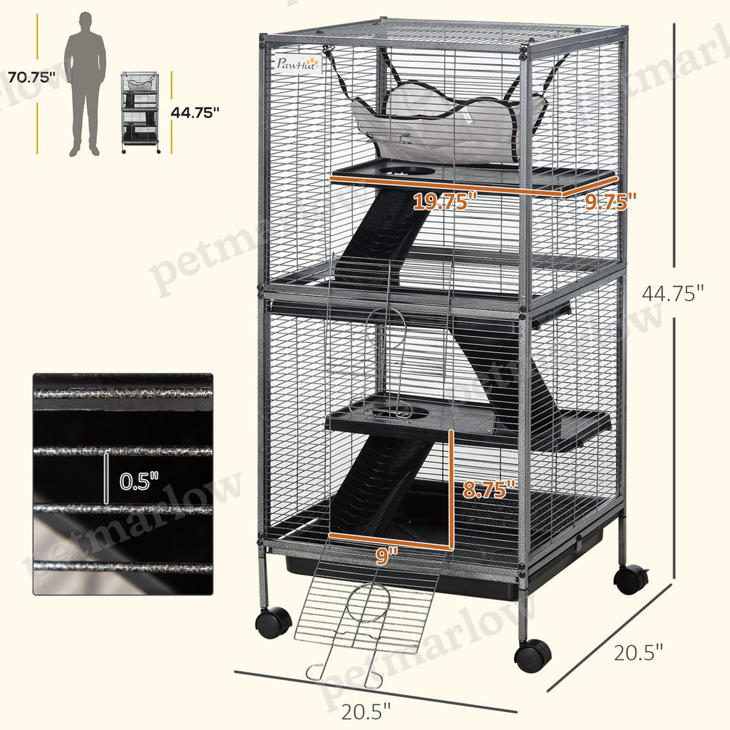 Metal Small Animal Cage with Rolling Wheels and Hammock – view 6