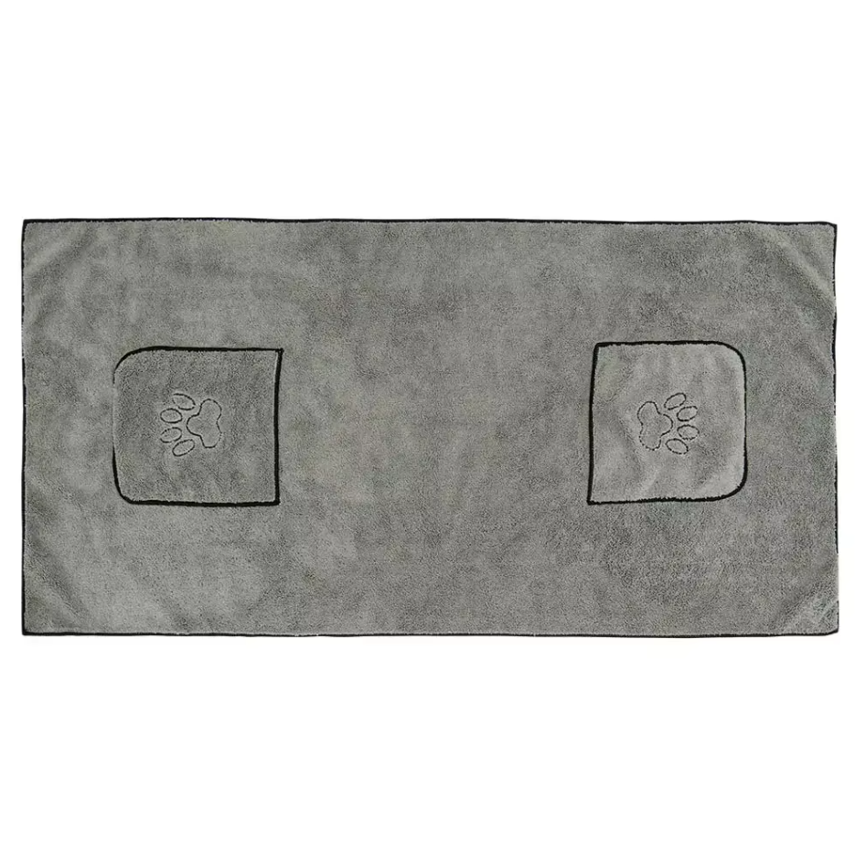 Microfiber Towel for Pets with Integrated Pockets – Gray / 50x100cm