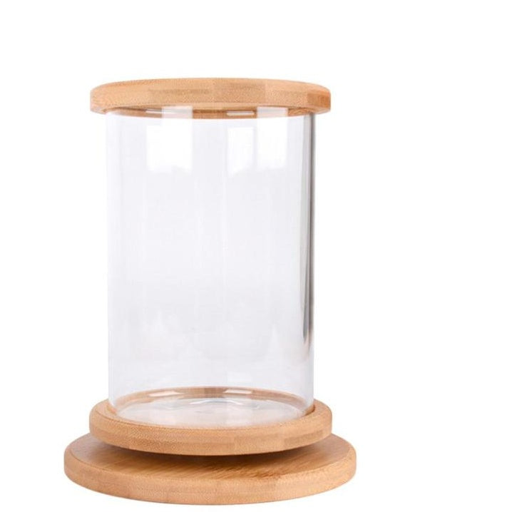 Mini Glass Aquarium With Bamboo Base Office Desktop Fish Bowl – A