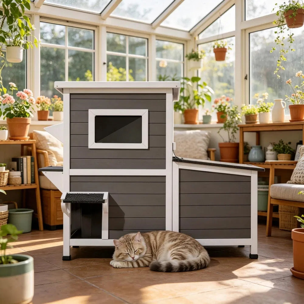 Minimalist Design Cat House for Outdoor Comfort