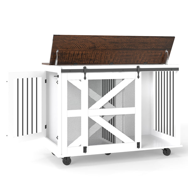 Mobile Dog Crate with Flip-Top Feeding Door and Dual Access – defaulttitle