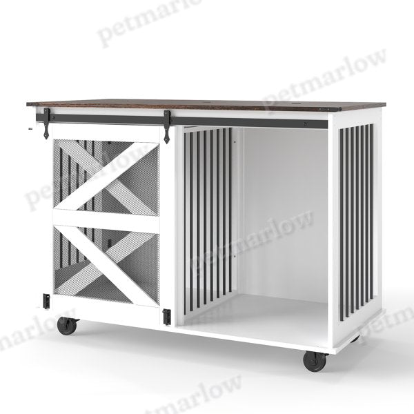 Mobile Dog Crate with Flip-Top Feeding Door and Dual Access – view 3