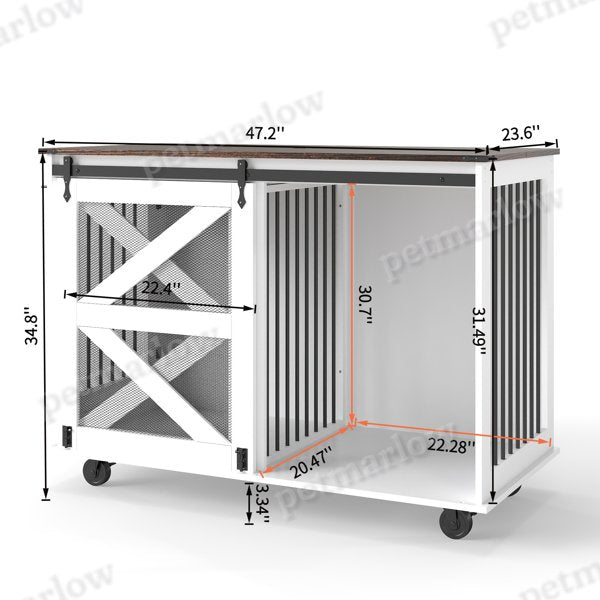 Mobile Dog Crate with Flip-Top Feeding Door and Dual Access – view 4