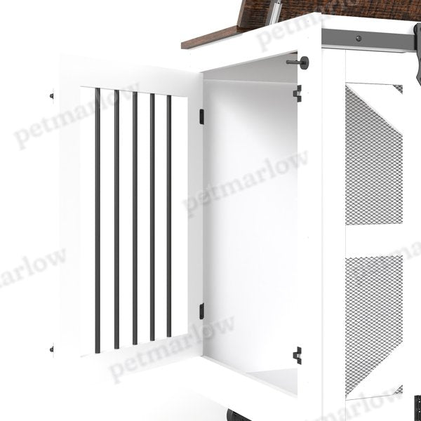 Mobile Dog Crate with Flip-Top Feeding Door and Dual Access – view 6