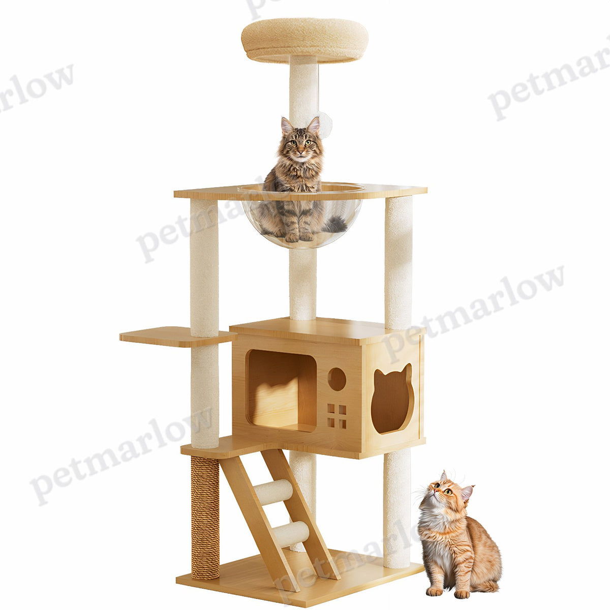 Modern Cat Tower with Scratching Posts and Perch – view 2