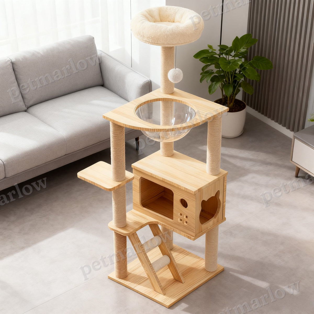 Modern Cat Tower with Scratching Posts and Perch – view 4