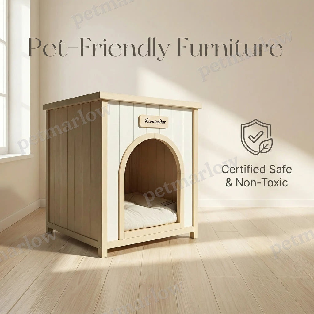 Modern Indoor Wooden Dog House with Cushion – view 4