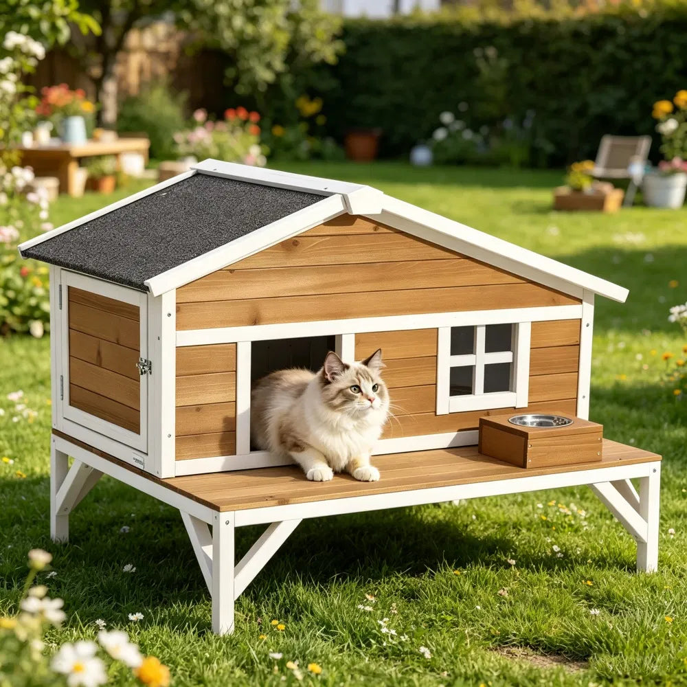 Modern Insulated Outdoor Cat House for Comfort
