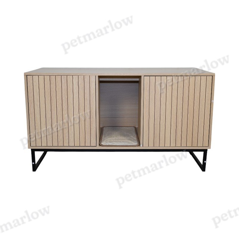 Modern Wooden Cat House with Scratching Mat – view 2