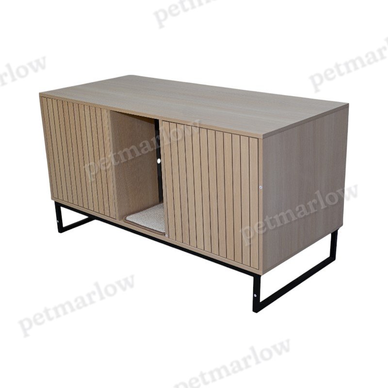 Modern Wooden Cat House with Scratching Mat – view 6