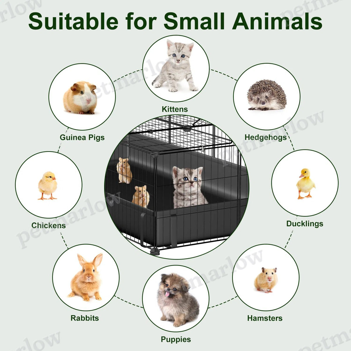 Modular Metal Small Pet Exercise Pen with Waterproof Floor Mat – view 4