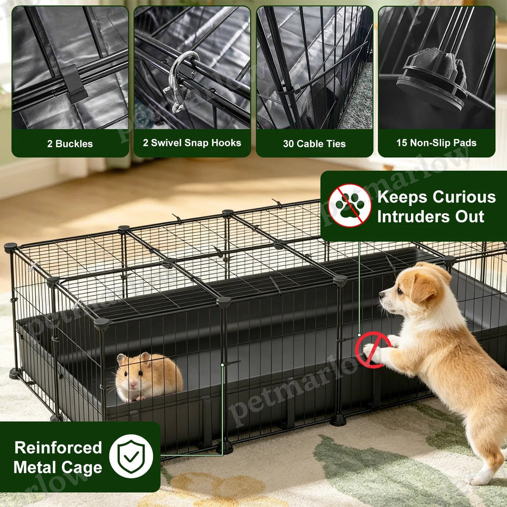 Modular Metal Small Pet Exercise Pen with Waterproof Floor Mat – view 5