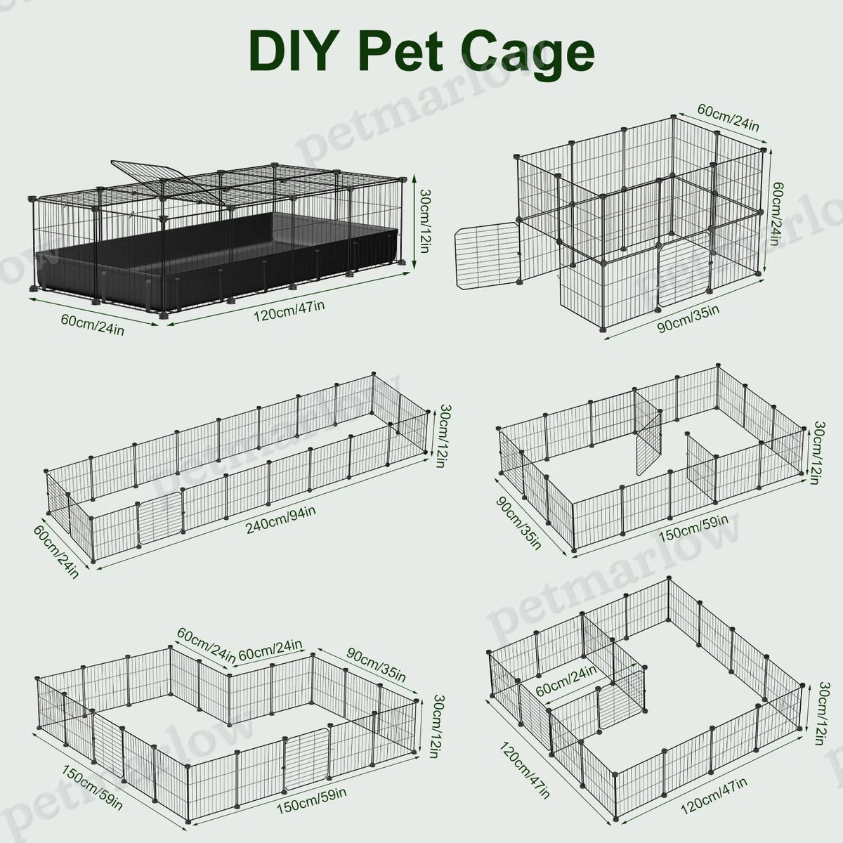 Modular Metal Small Pet Exercise Pen with Waterproof Floor Mat – view 6