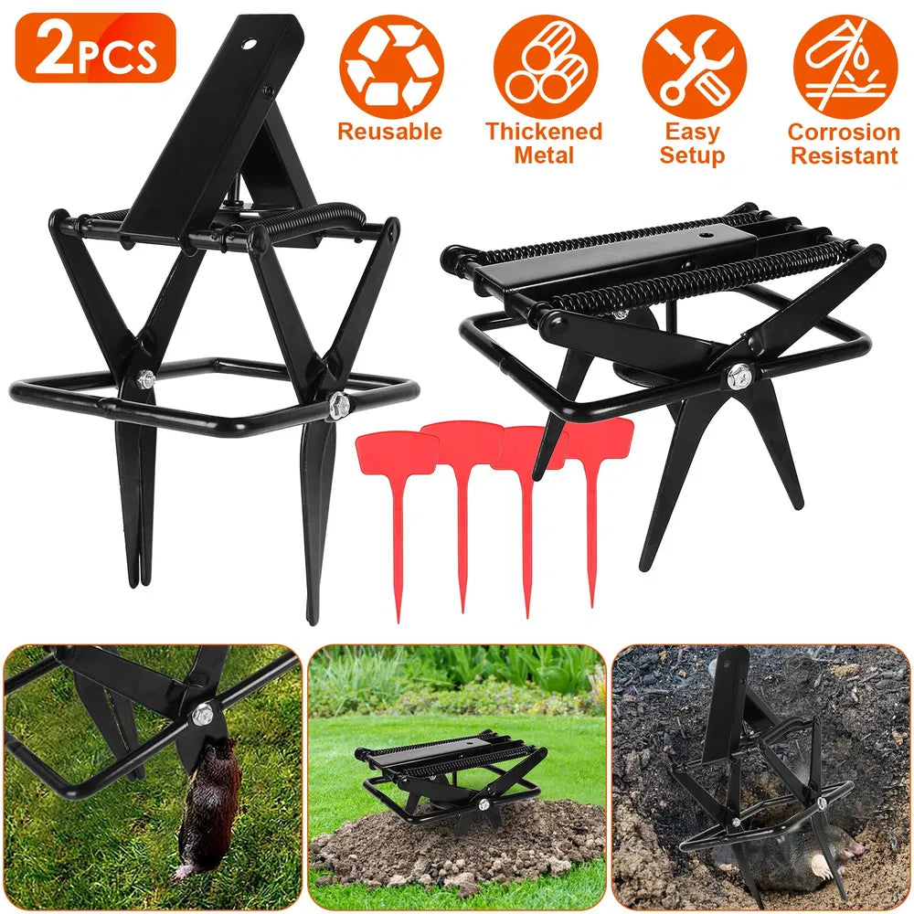 Mole Scissor Trap - Easy Setup, Humane Instant Kill, Safe for Pets – view 2