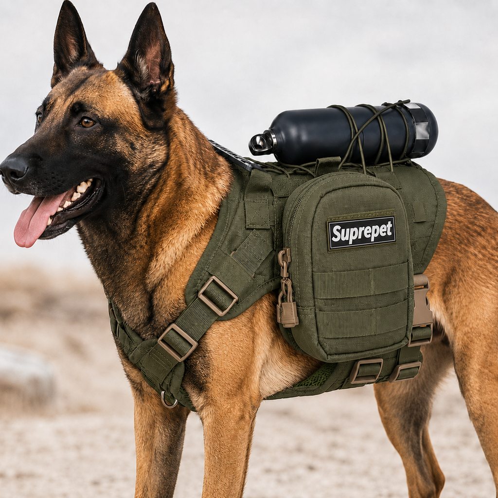 MOLLE-Ready Heavy-Duty Dog Harness (Breathable Mesh) – Green / S
