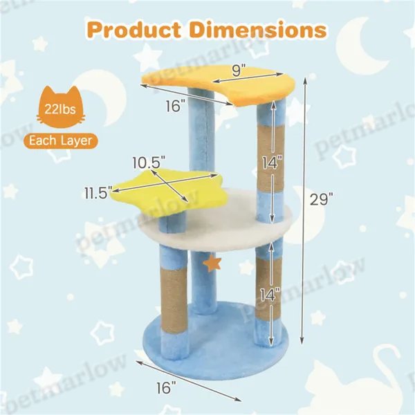 Moon & Star Cat Tree With 4 Levels and Scratching Posts – view 5