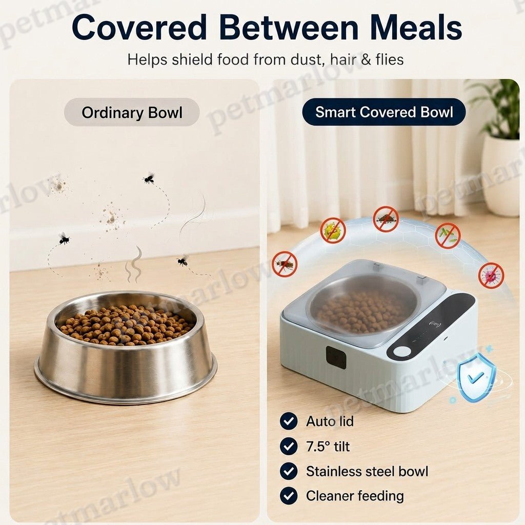 Motion-Sensing Covered Stainless Steel Cat Bowl (For Cats & Small Dogs) – view 4