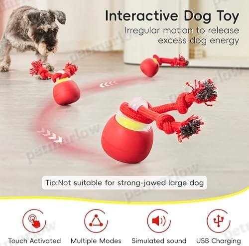 Moving Wicked Ball for Pup with Rope – view 2