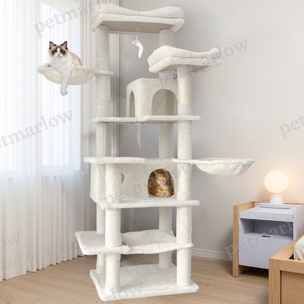 Multi-Level Beige Cat Tree with Hammocks and Scratching Posts – view 2