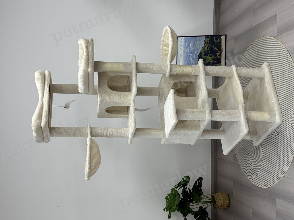 Multi-Level Beige Cat Tree with Hammocks and Scratching Posts – view 3