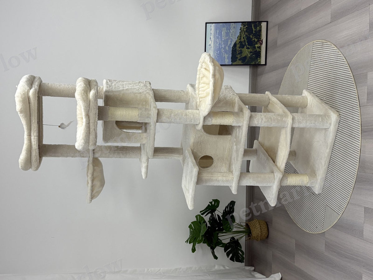 Multi-Level Beige Cat Tree with Hammocks and Scratching Posts – view 4