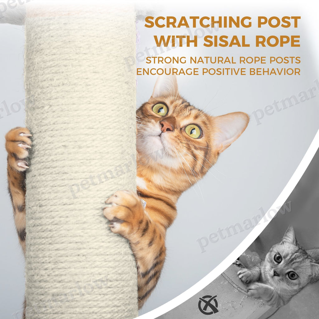 Multi-Level Beige Cat Tree with Hammocks and Scratching Posts – view 5