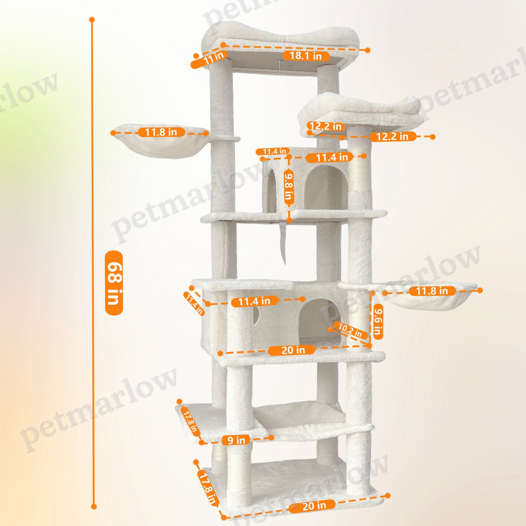 Multi-Level Beige Cat Tree with Hammocks and Scratching Posts – view 6