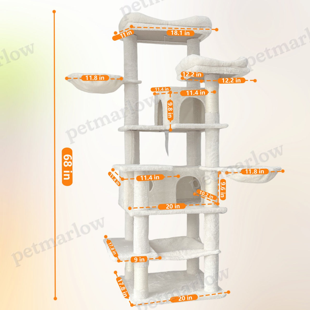 Multi-Level Beige Cat Tree with Hammocks and Scratching Posts – view 6