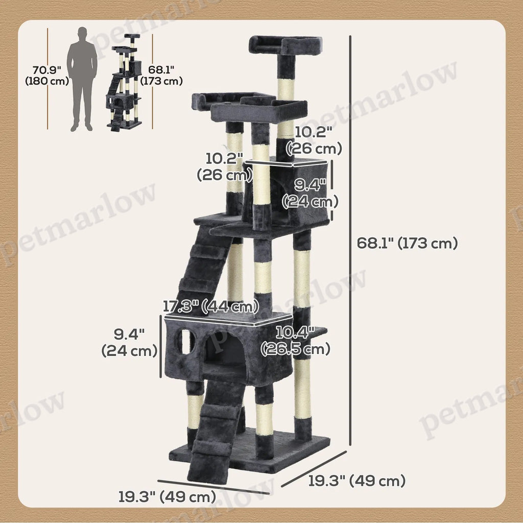 Multi-Level Cat Scratching Tree Activity Center in Charcoal Grey – view 3
