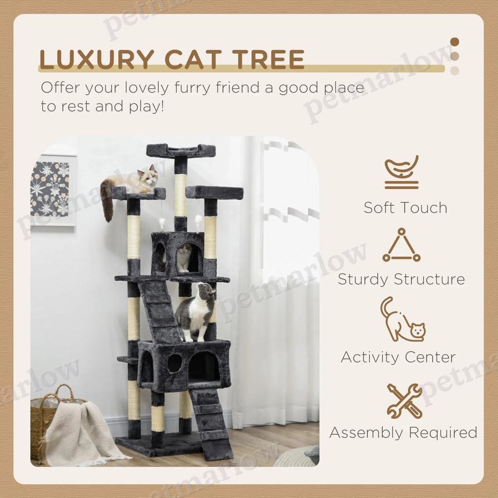 Multi-Level Cat Scratching Tree Activity Center in Charcoal Grey – view 4