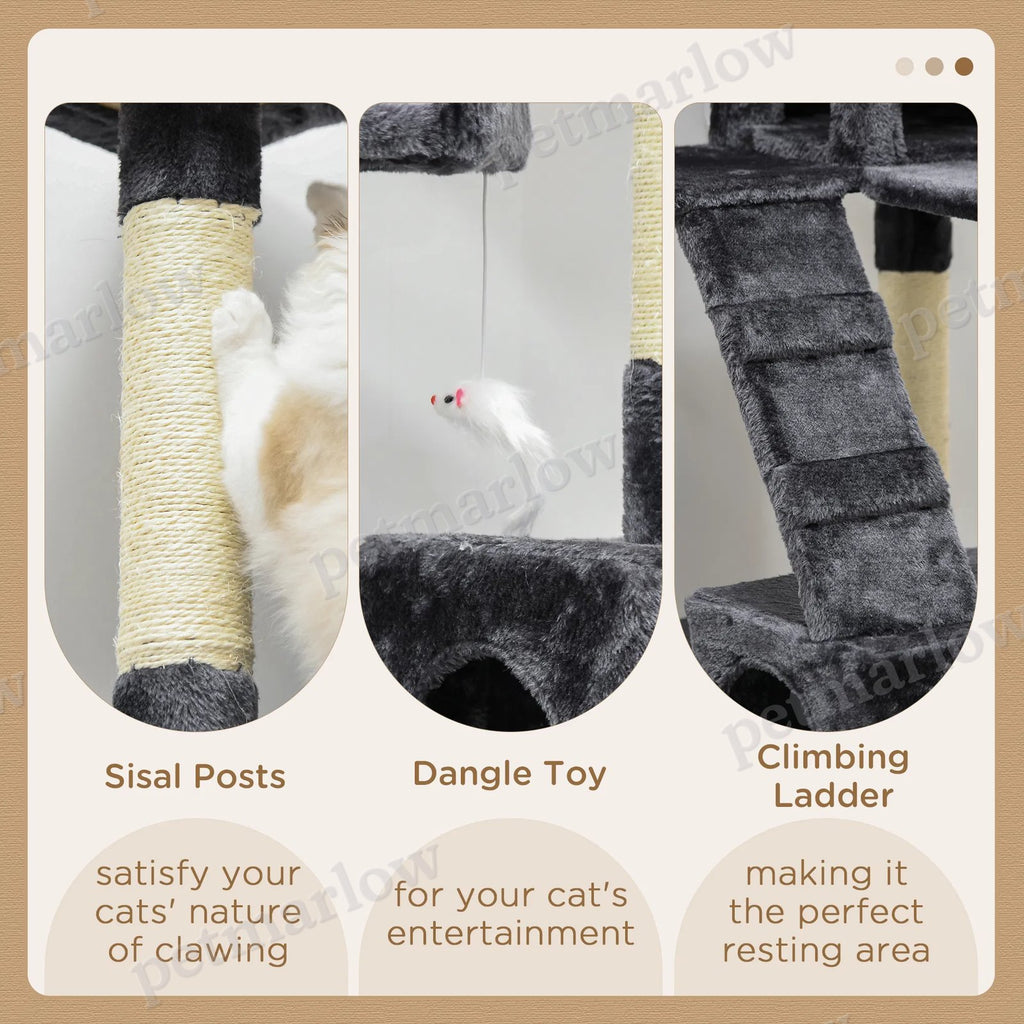 Multi-Level Cat Scratching Tree Activity Center in Charcoal Grey – view 6