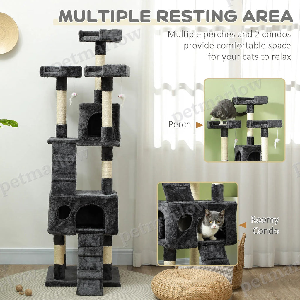 Multi-Level Cat Scratching Tree Activity Center with Toys – view 4