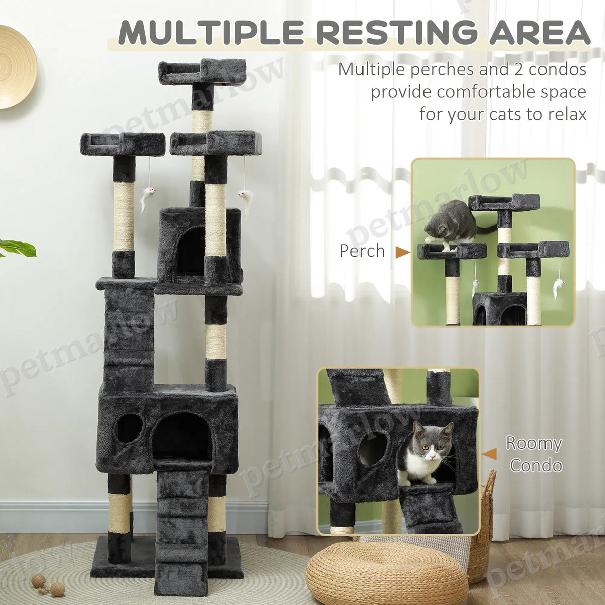 Multi-Level Cat Scratching Tree Activity Center with Toys – view 4
