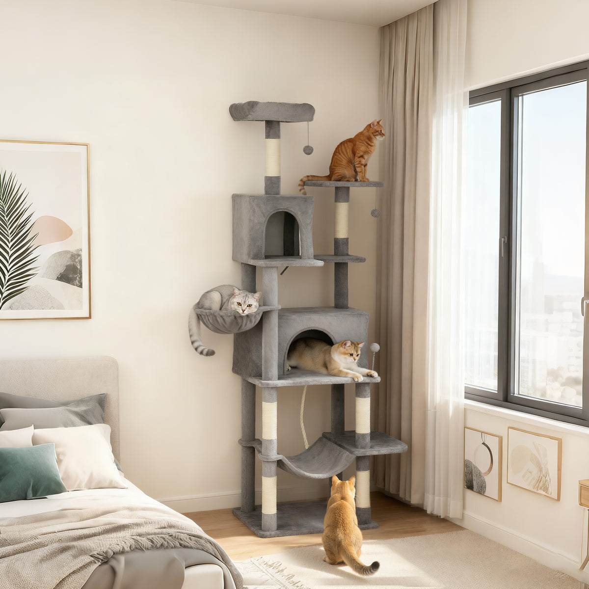 Multi-Level Cat Tower with Condos and Hammocks
