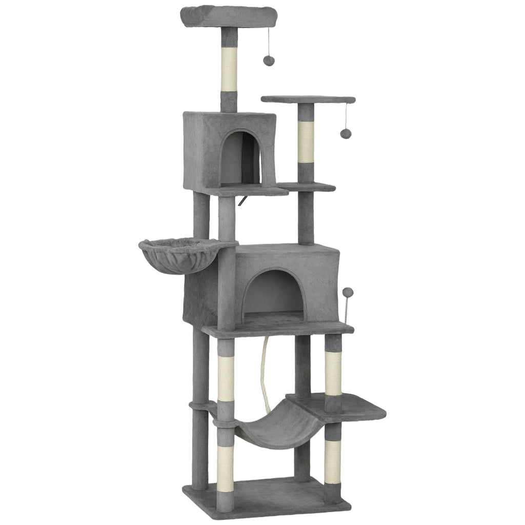 Multi-Level Cat Tower with Condos and Hammocks – Dark Gray / 500x295x630 mm