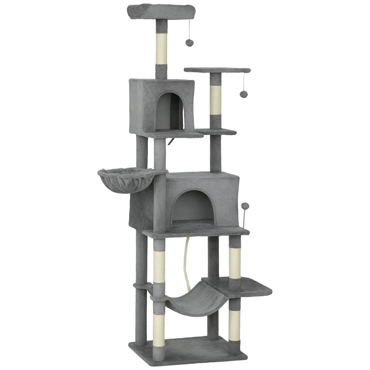 Multi-Level Cat Tower with Condos and Hammocks – Dark Gray / 500x295x630 mm