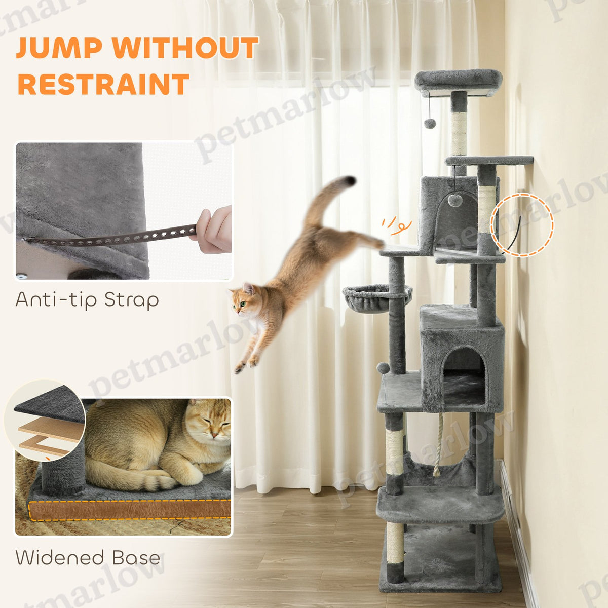 Multi-Level Cat Tower with Condos and Hammocks – view 3