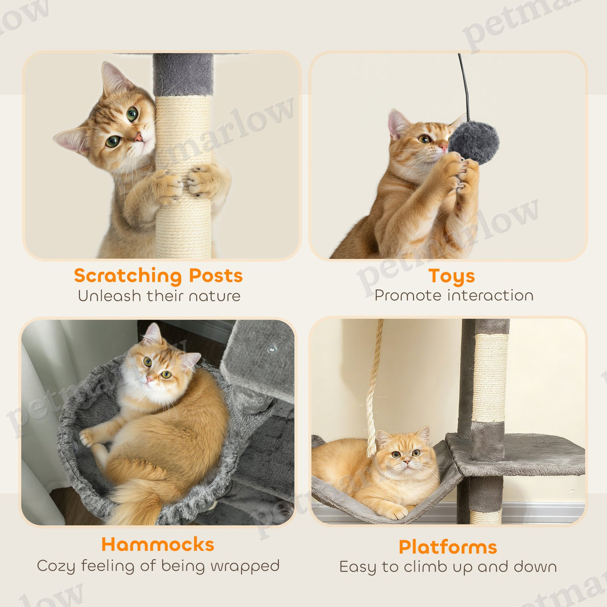 Multi-Level Cat Tower with Condos and Hammocks – view 5