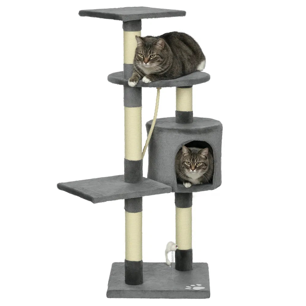 Multi-Level Cat Tree for Indoor Cats with Condo and Toys – Dark Grey