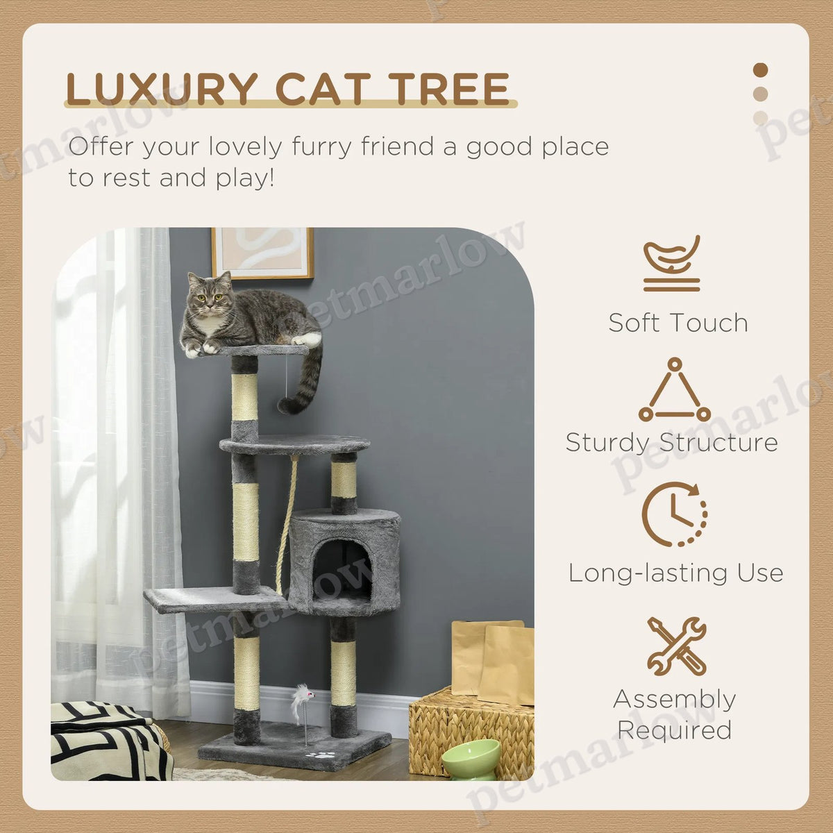 Multi-Level Cat Tree for Indoor Cats with Condo and Toys – view 4