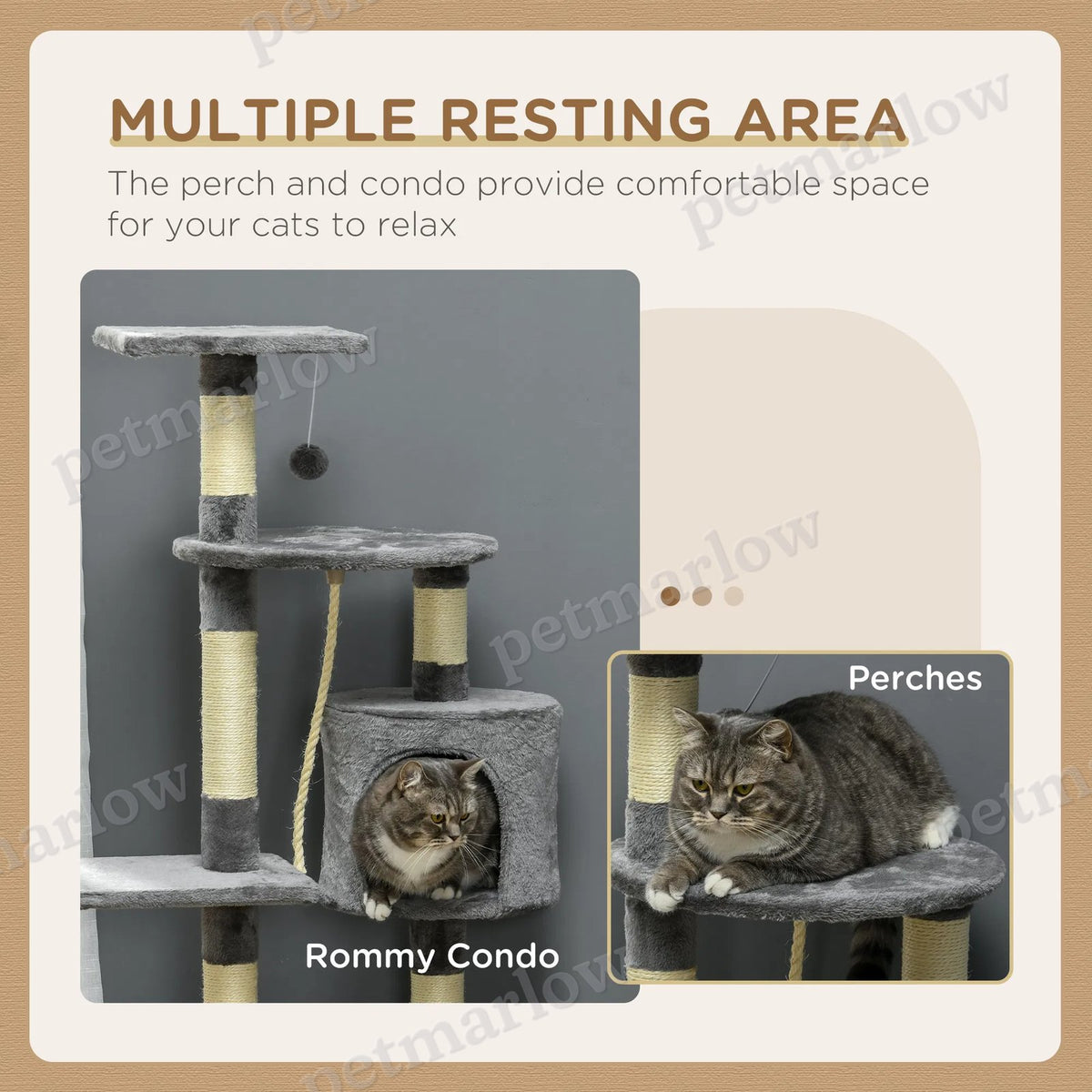 Multi-Level Cat Tree for Indoor Cats with Condo and Toys – view 5