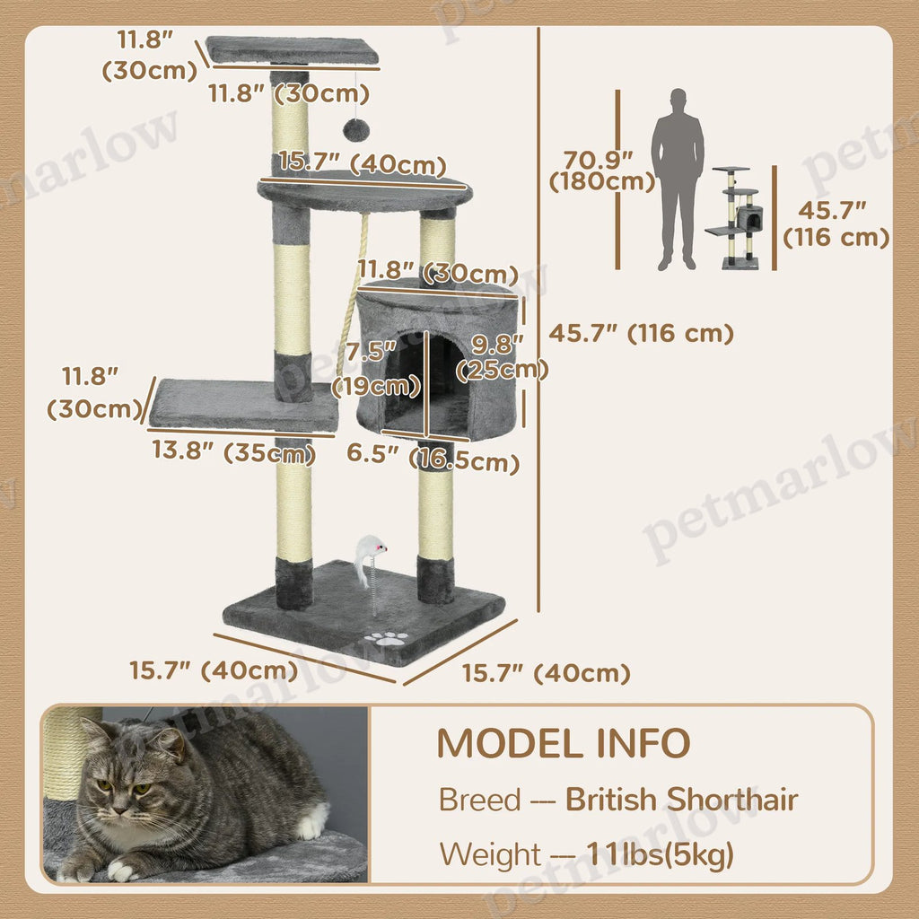 Multi-Level Cat Tree for Indoor Cats with Condo and Toys – view 6