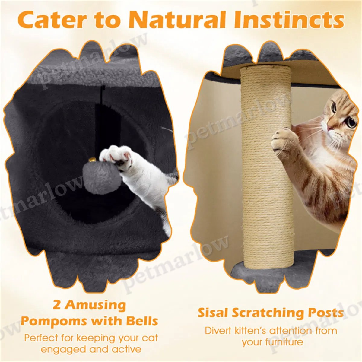 Multi-Level Cat Tree for Munchkin & Older Cats with Padded Perch – view 3