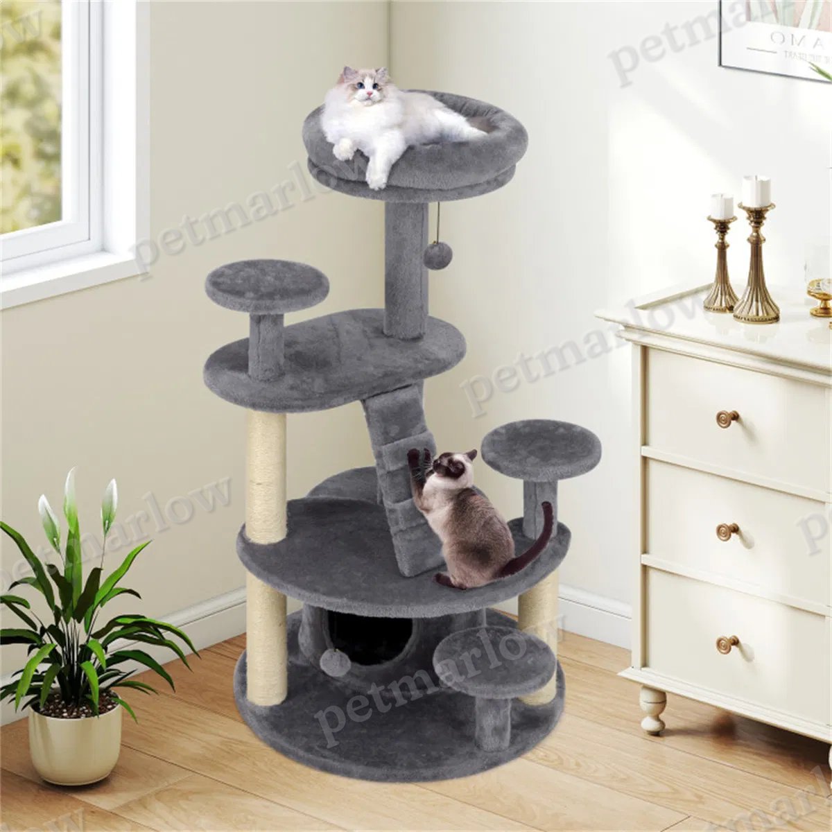 Multi-Level Cat Tree for Munchkin & Older Cats with Padded Perch – view 4