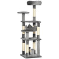 Multi-Level Cat Tree Tower with Hammock for Play and Scratching – Grey