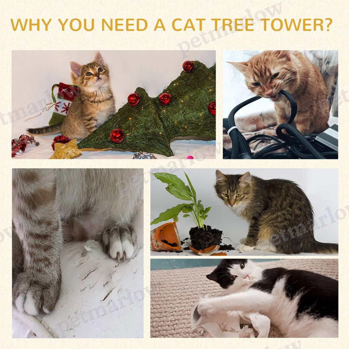Multi-Level Cat Tree Tower with Hammock for Play and Scratching – view 4