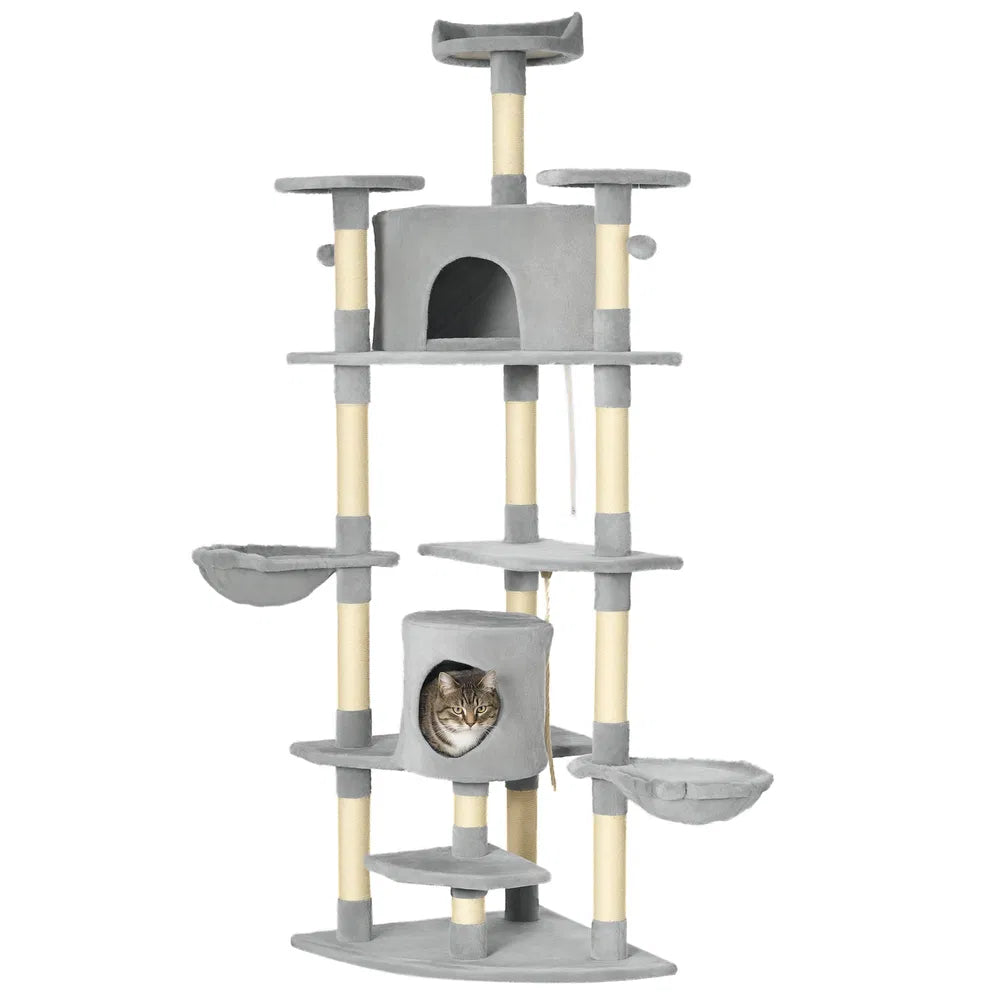 Multi-Level Cat Tree with Condos and Hammocks – Dark Grey